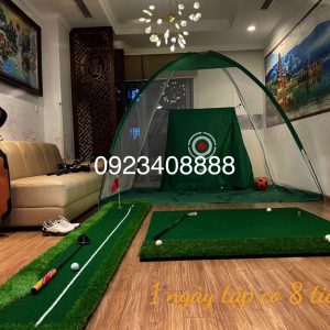 Combo lồng tập và thảm golf trong nhà