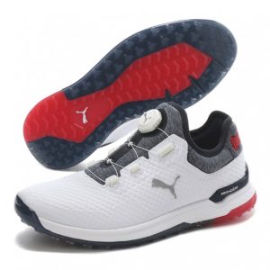 Giày golf nam Puma Proadapt Alphacat Disc 376043-03 White/Navy Blazer/Red