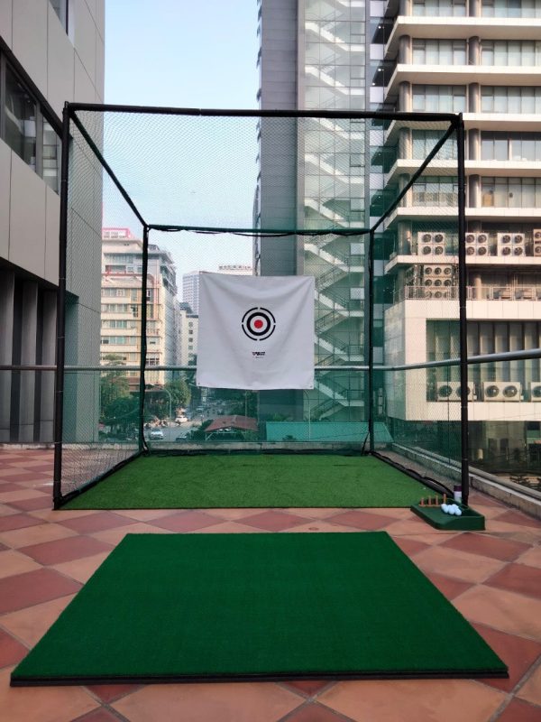 Khung Tập Golf Cao Cấp 3x3x3, Thảm Phát 1.5x1.5m, Hồng Tâm, Khay Bóng, Cỏ Lót Nền